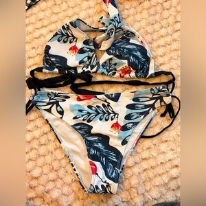 Floral Print Two-Piece Bikini with Tie Sides